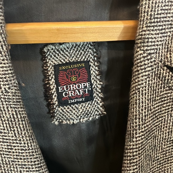 Vintage European Craft Poland Brown Trench Herringbone Coat - Picture 3 of 7